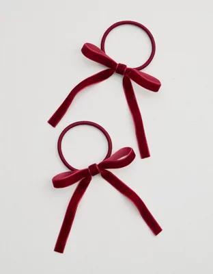 Aerie Velvet Mini Bow Hair Tie 2-Pack Product Image