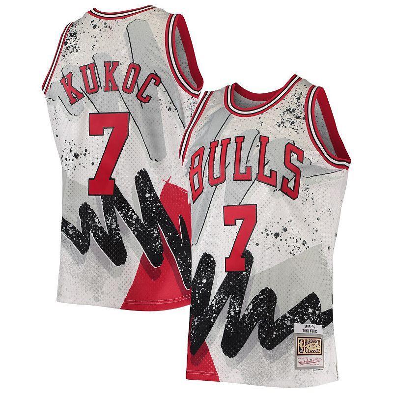 Mens Mitchell & Ness Toni Kukoc White Chicago Bulls Hardwood Classics 1995-96 Hyper Hoops Swingman Jersey - White Product Image