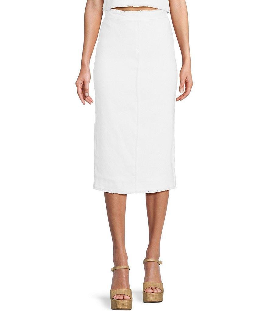 Antonio Melani Monet Stretch Linen Blend Back Slit Midi Pencil Skirt Product Image