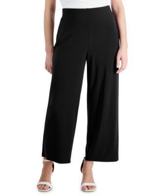 Petite Mid Rise Pull-On Cropped Wide Leg Pants Product Image