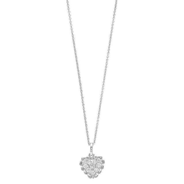 Ava Blue 14k White Gold 1/3 Carat T.W. Diamond Cluster Heart Pendant Necklace, Womens 14k Whgold Product Image