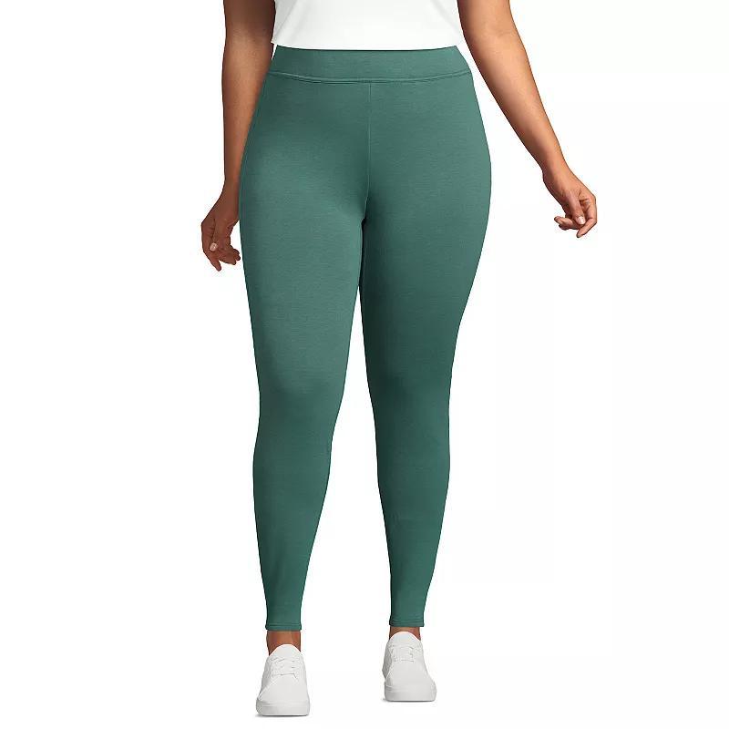 Plus Size Lands End Serious Sweats Fleece Lined High-Waist Leggings, Womens Washed Green Product Image