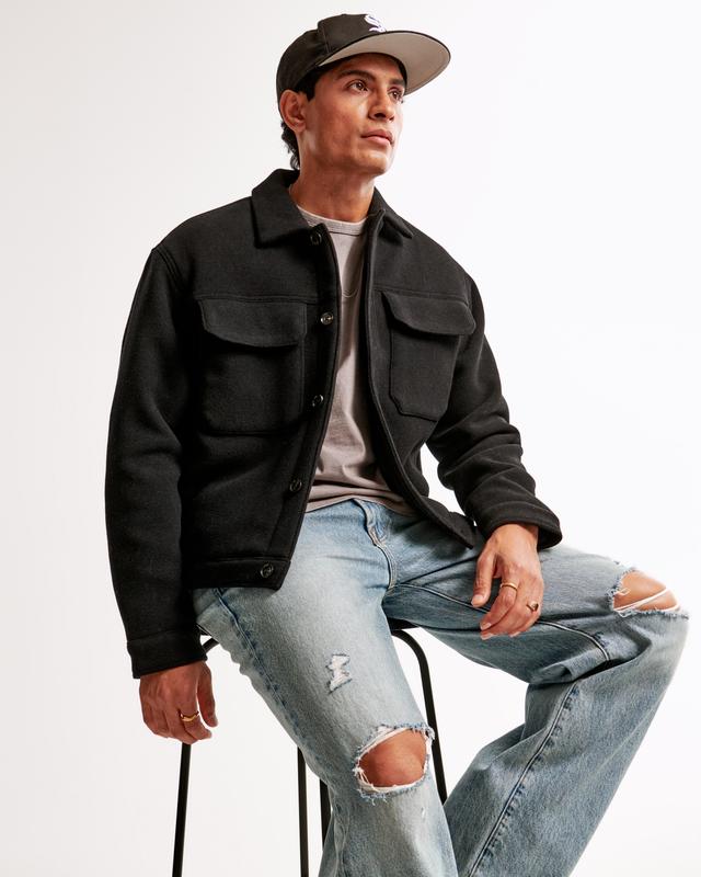 Cropped Dressy Trucker Jacket Product Image