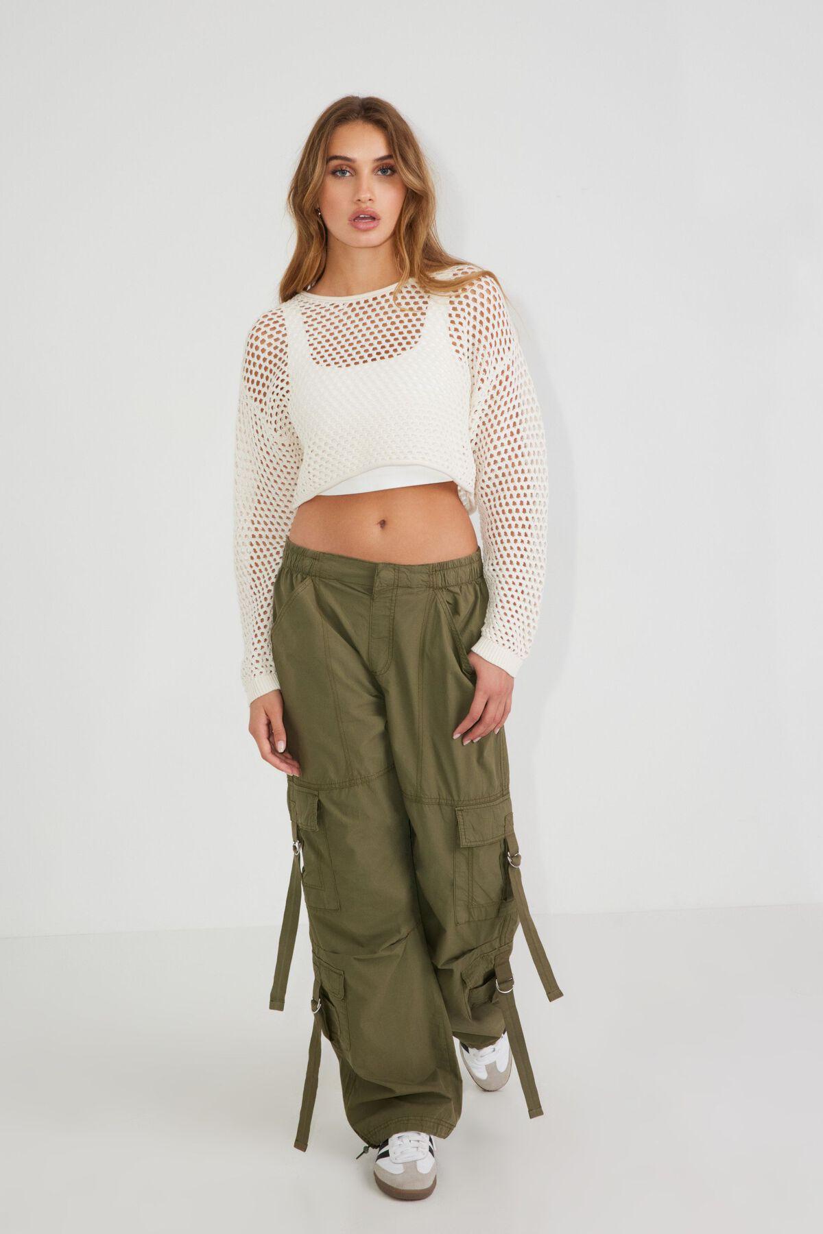 Open-Knit Cropped Sweater Product Image