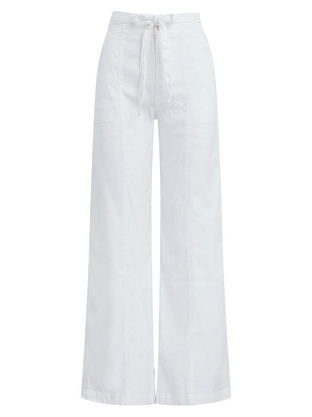 Womens Linen-Blend Wide-Leg Pants Product Image