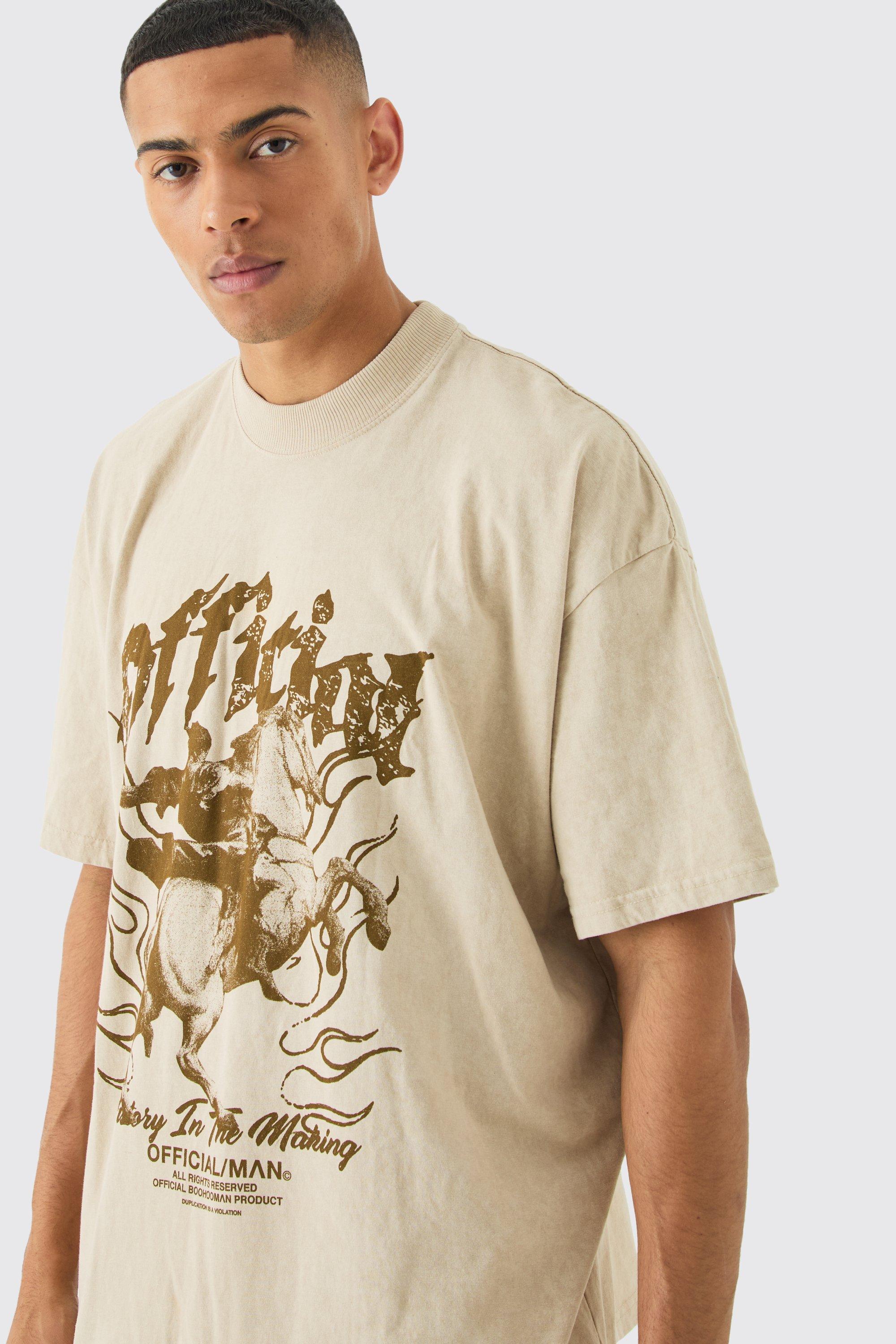 Oversized Acid Wash Official Graphic T-shirt | boohooMAN USA Product Image