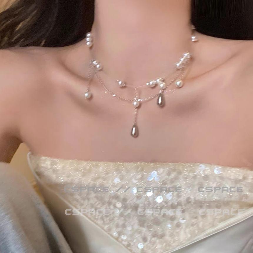 Faux Pearl Layered Alloy Choker Product Image