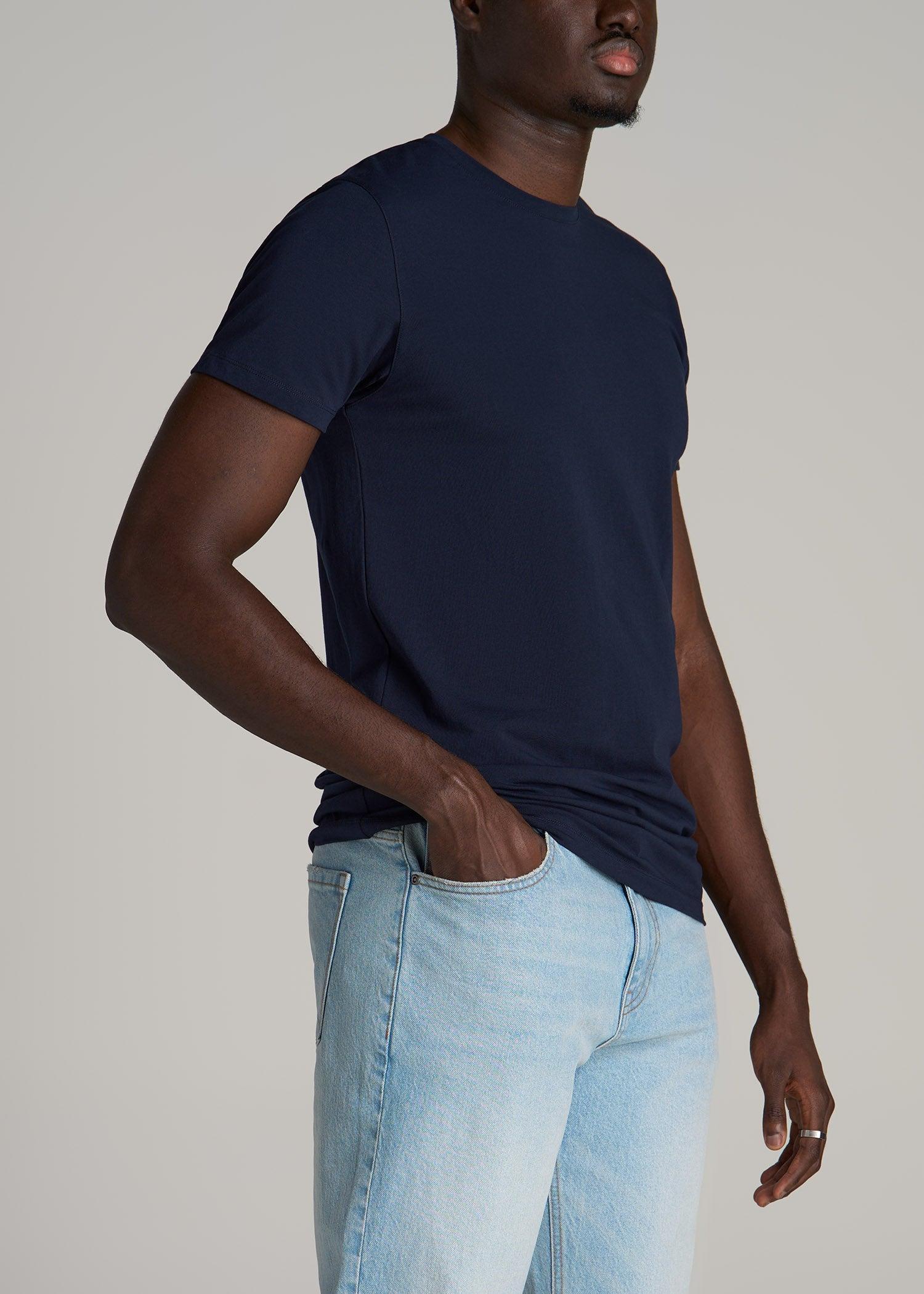 Stretch Cotton MODERN-FIT T-Shirt for Tall Men in True Navy Male Product Image