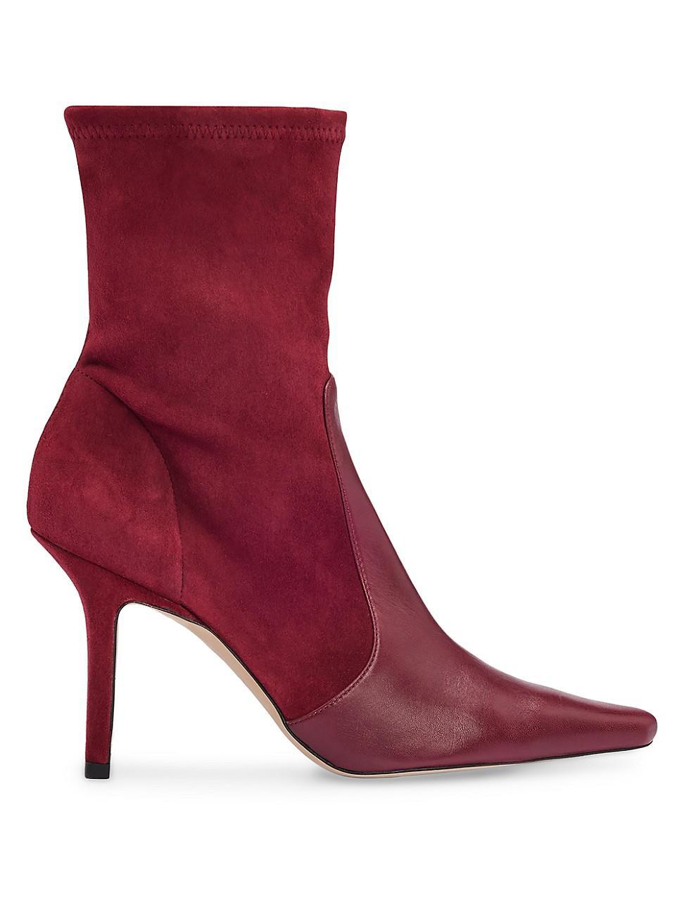 Womens Ankle Boots in Suede and Leather with Side Zip Product Image