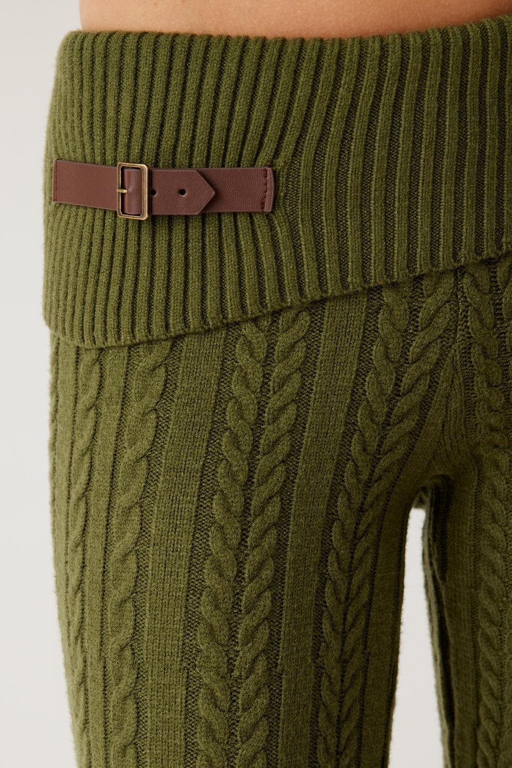 Fleur Cable Cloud Knit Pant - Jade Green Product Image