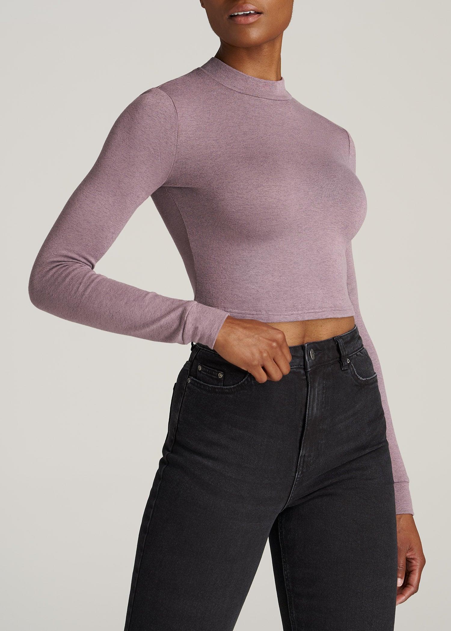 Women's Tall Crop Mock Neck Sweater in Smoked Mauve Product Image