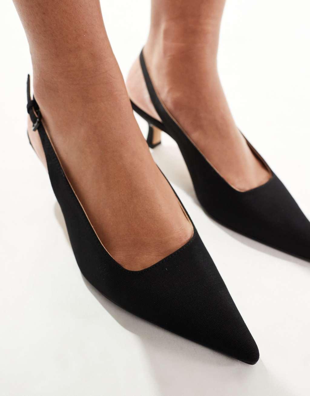 & Other Stories slingback kitten heel shoes in black Product Image