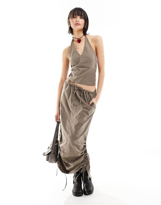 JJXX halter neck cropped top in taupe - part of a set Product Image