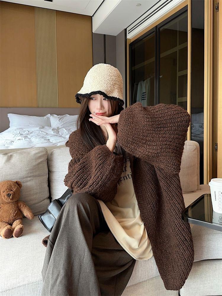 Oversized Hooded Knit Cardigan Product Image