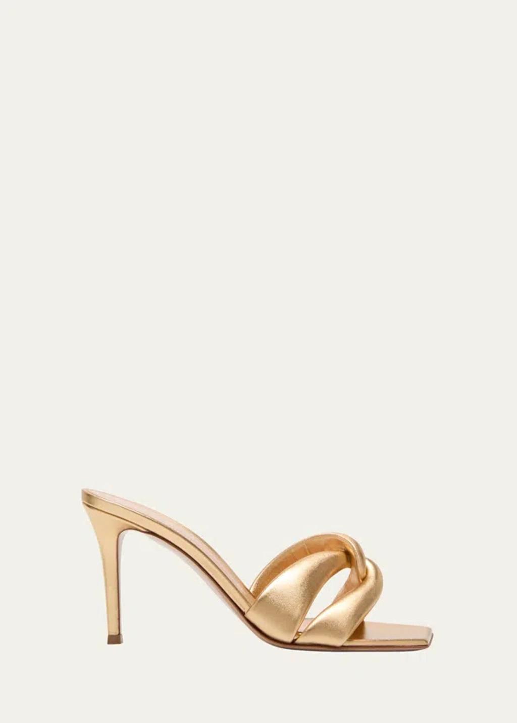 GIANVITO ROSSI Metallic Twist Stiletto Mule Sandals In Gold product image