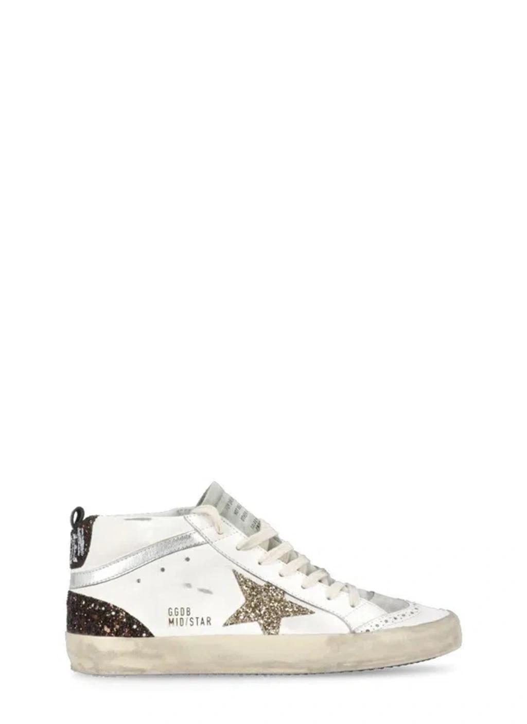 Mid Star Glitter-detail Sneakers In White Product Image