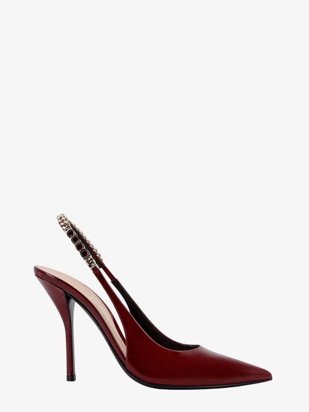 GUCCI Patent Leather Slingback Pumps In Red Product Image