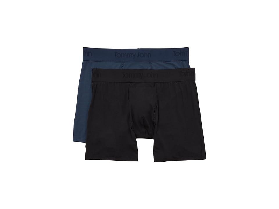 Tommy John Second Skin 4 Boxer Brief 2-Pack Dress Blues) Men's Underwear Product Image