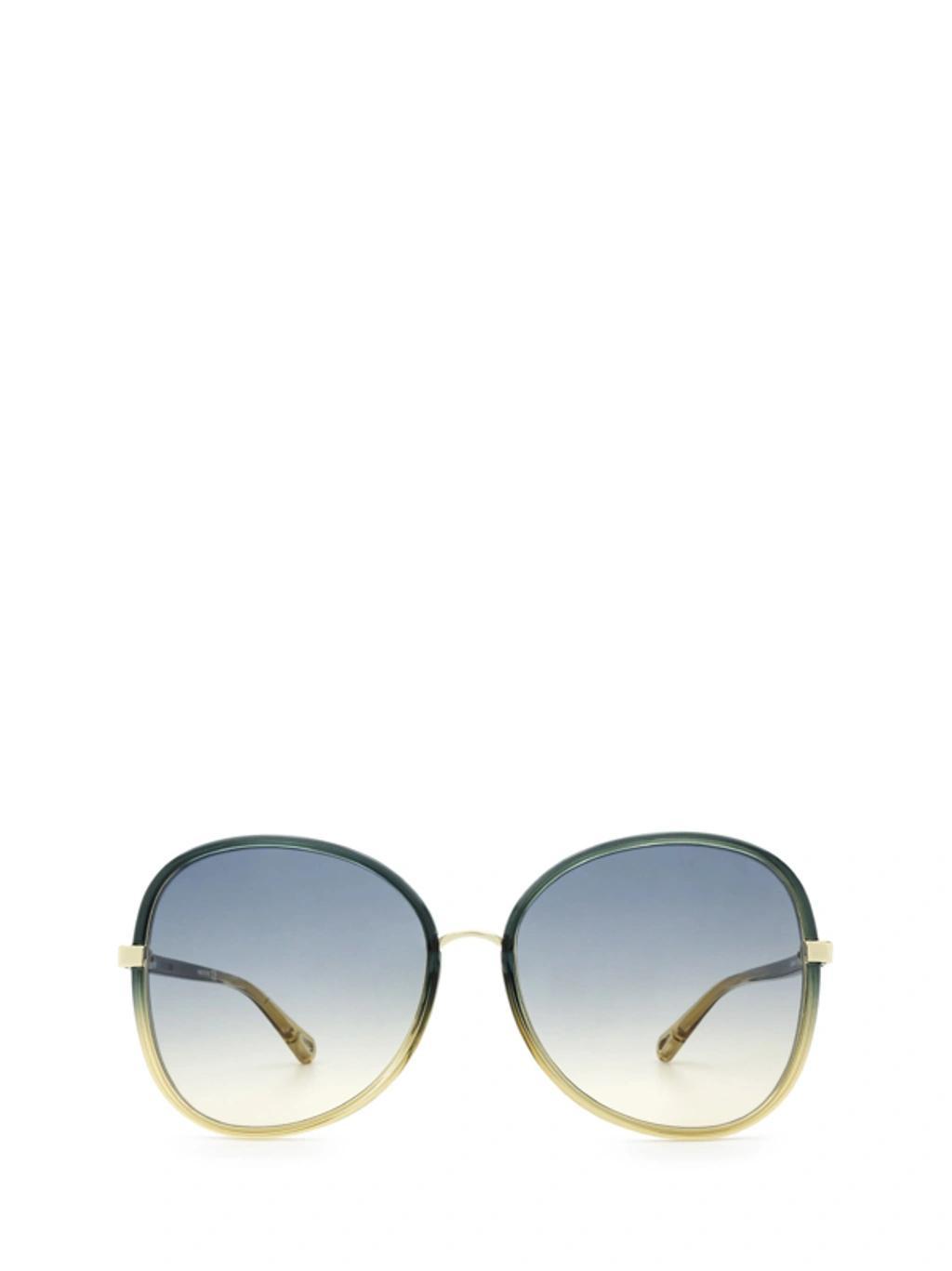 Geometric Metal Sunglasses In Gold Product Image