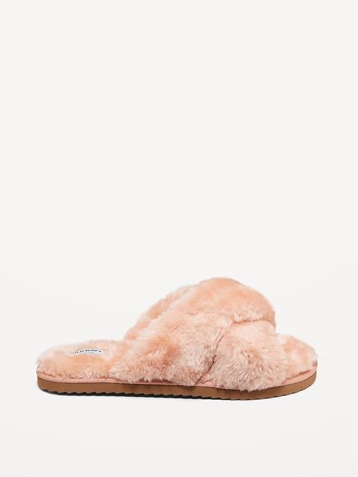 Faux-Fur Cross-Front Slippers Product Image