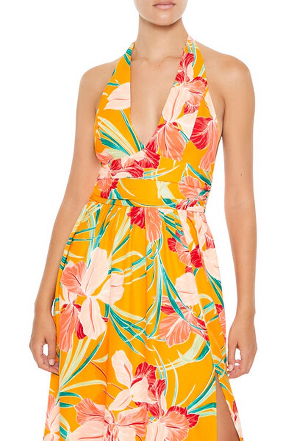 Tropical Floral Halter Maxi Dress | Forever 21 Product Image