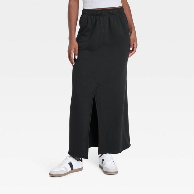 Womens Fleece Maxi Skirt - Universal Thread Black L Product Image