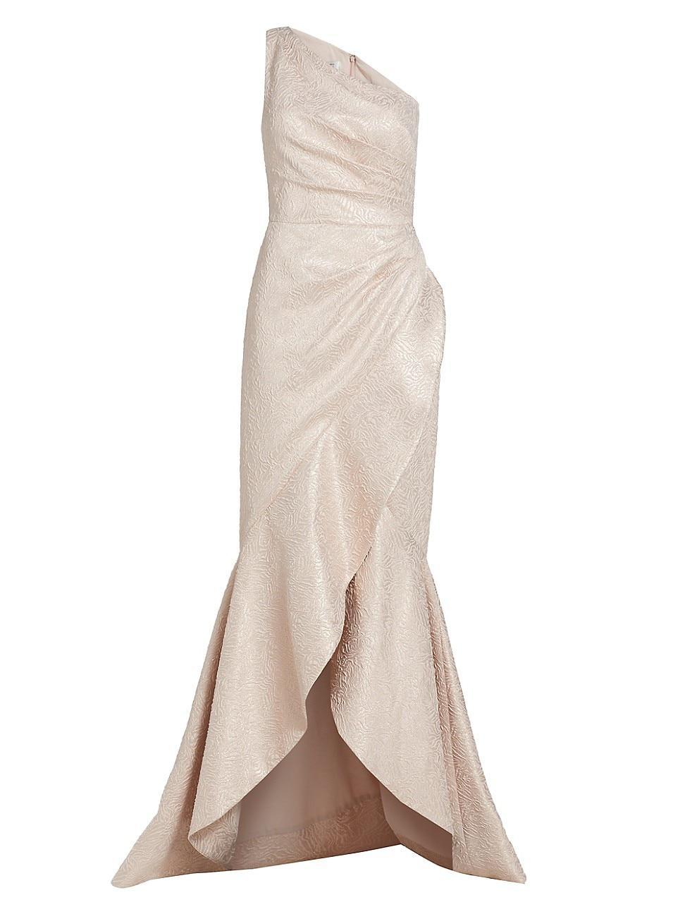 Womens Jacquard Drape-Front Gown Product Image