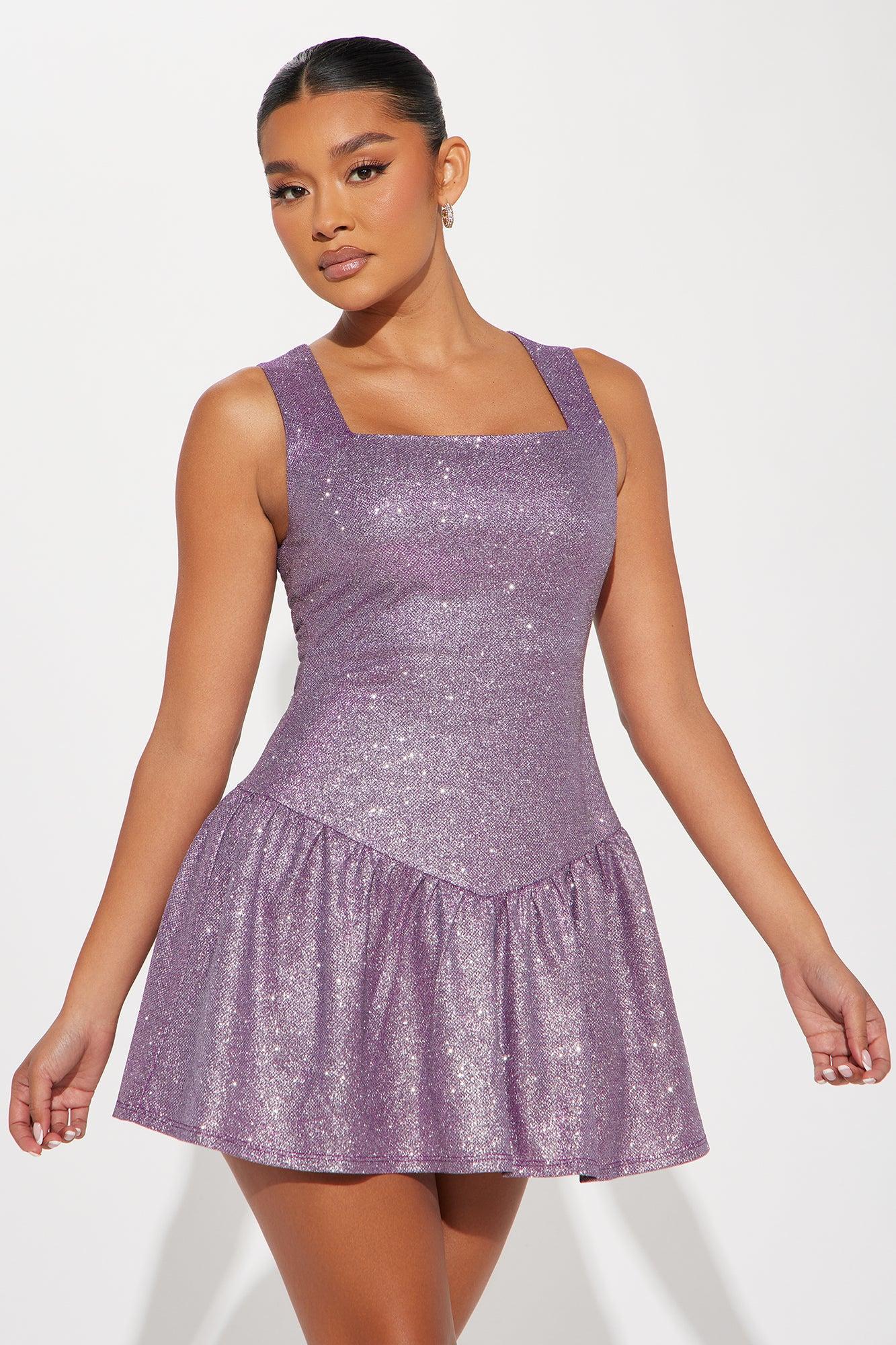 Fairy Dust Glitter Mini Dress - Purple Product Image