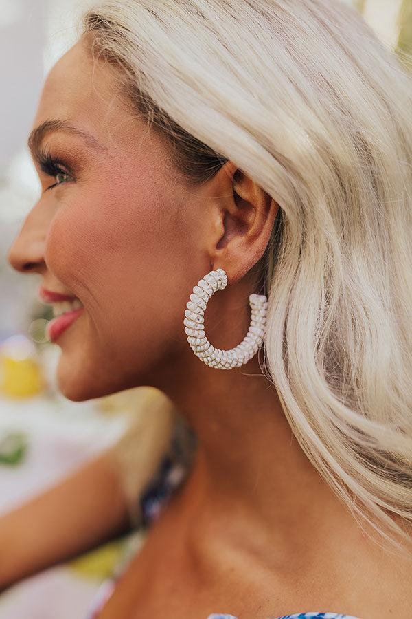 Looking Sassy Hoop Earrings In Ivory Product Image