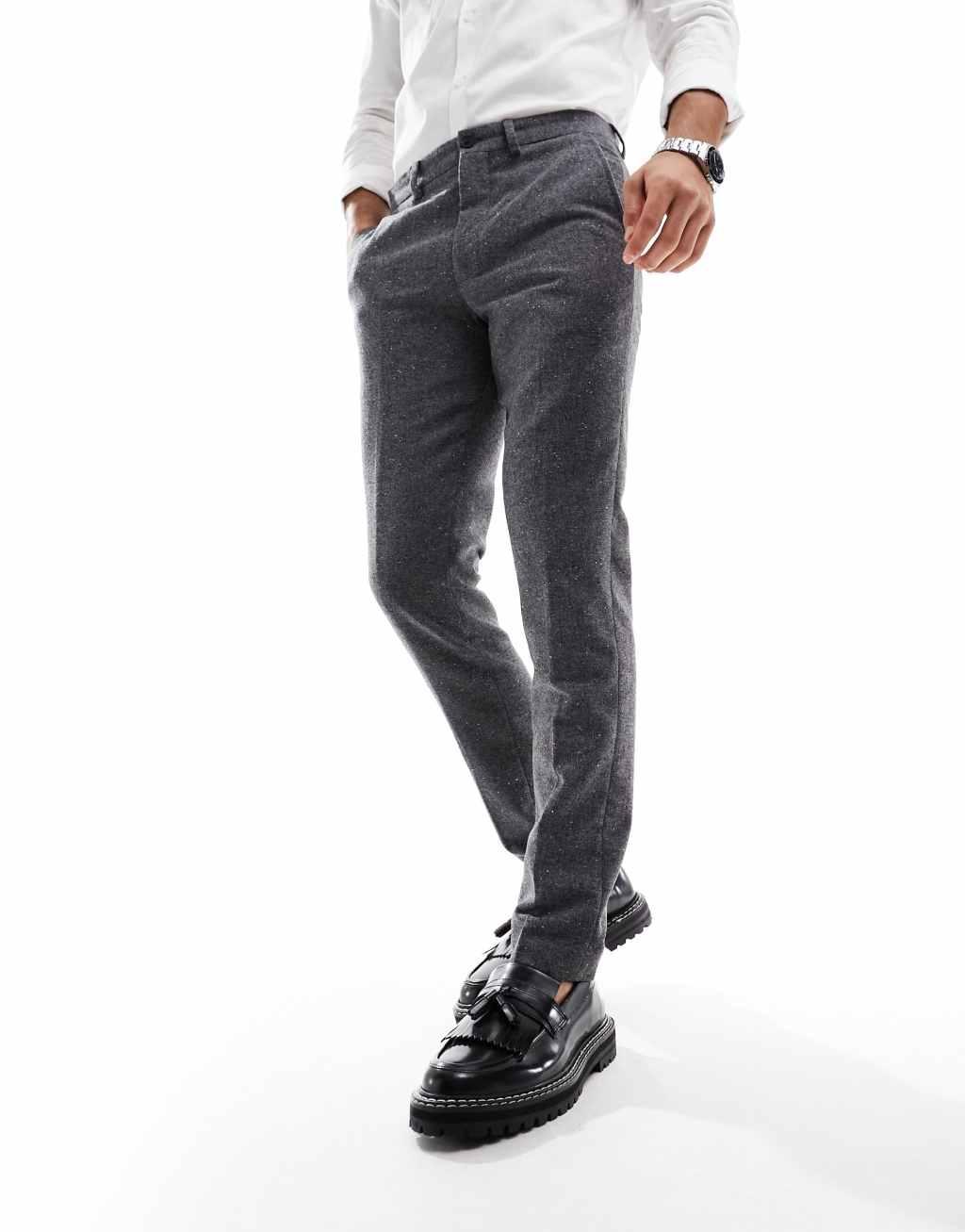 Jack & Jones Premium slim fit suit pants in gray nepp product image