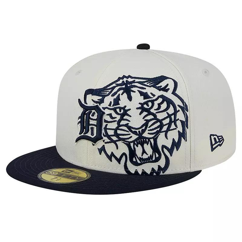 New Era Mens Cream Detroit Tigers Lonestar 59FIFTY Fitted Hat - Cream, Navy Product Image