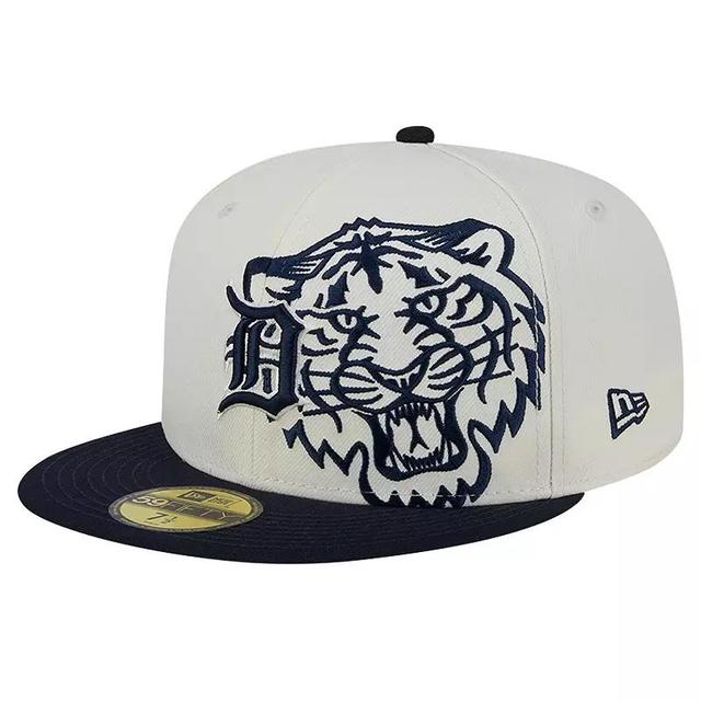 Mens New Era Cream/Navy Detroit Tigers Lonestar 59FIFTY Fitted Hat Product Image