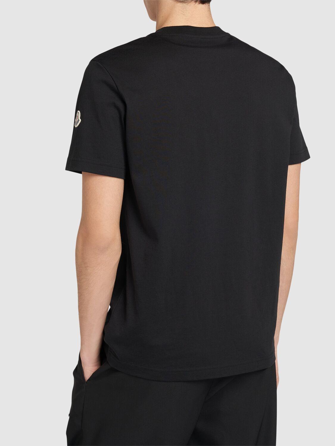 MONCLER Logo Cotton Jersey T-shirt In Black Product Image