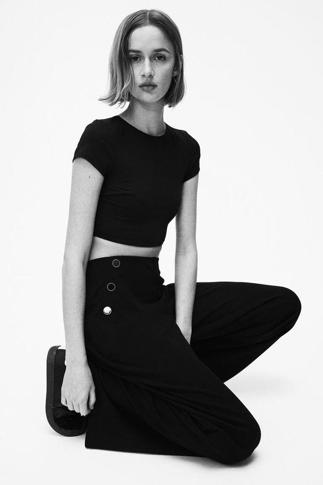 H & M - Wide-leg Jersey Pants - Black Product Image