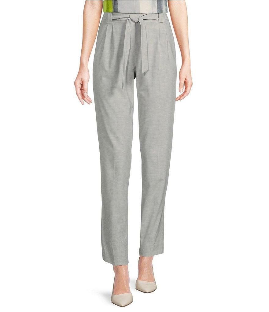 Calvin Klein Woven Flat Front Tie Waist Belted Coordinating Straight Leg Pants Product Image