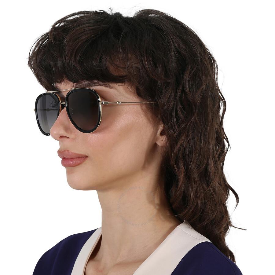 Polarized Grey Gradient Pilot Ladies Sunglasses Gg0062s 011 57 In Black / Gold / Grey Product Image