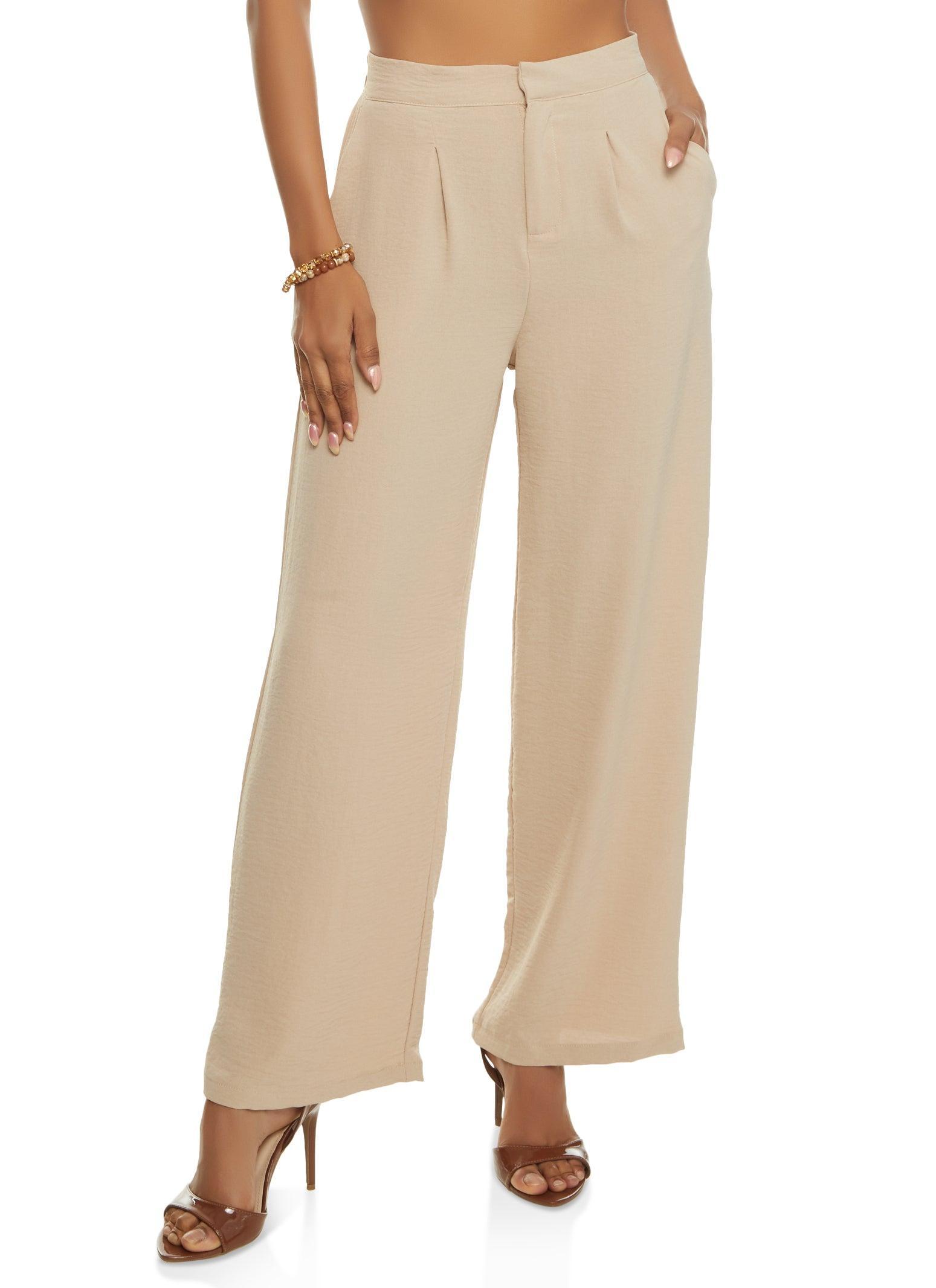 Womens Linen High Waist Wide Leg Pants Product Image