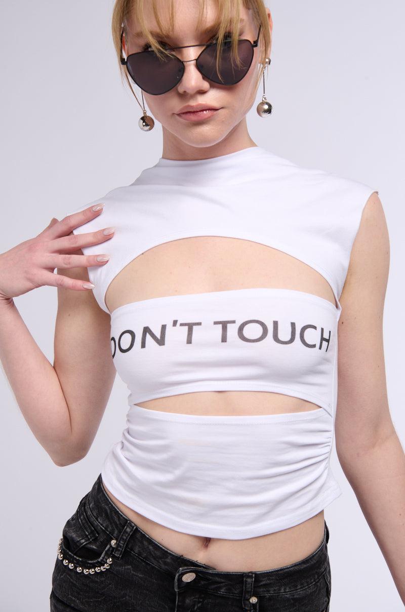 LOOK DONT TOUCH GRAPHIC CUTOUT TEE Product Image