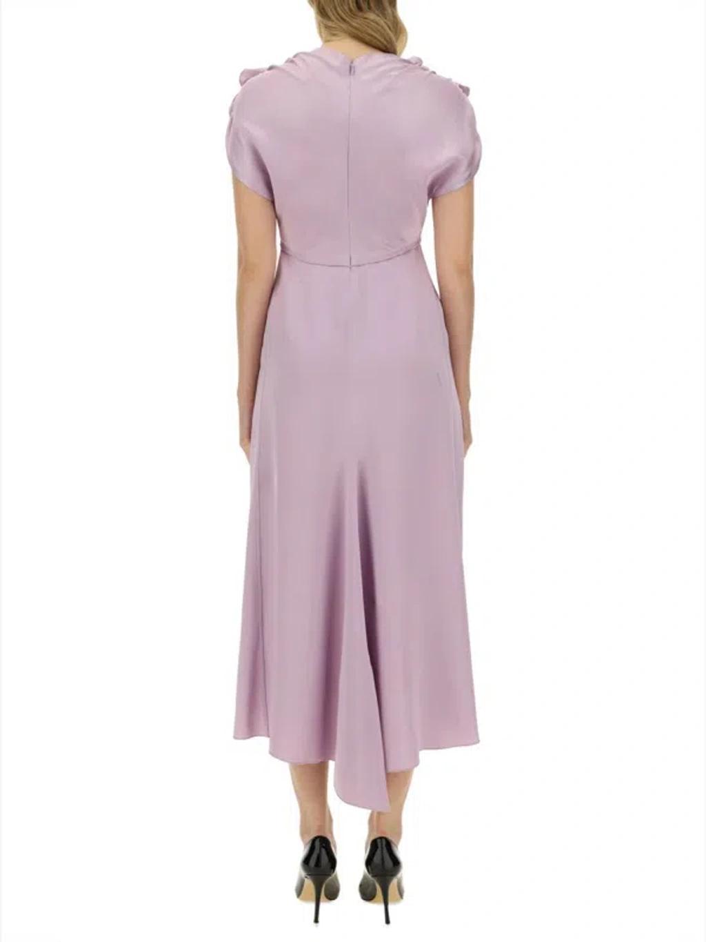 Women's V-neck Ruffle Midi Dress In Lilac Product Image