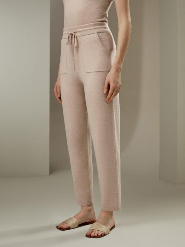 Pegged Cashmere Pants with Drawstrings Product Image