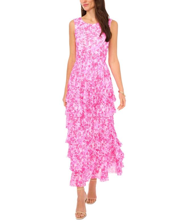 Vince Camuto Womens Floral Ruffled Tiered Maxi Dress Product Image