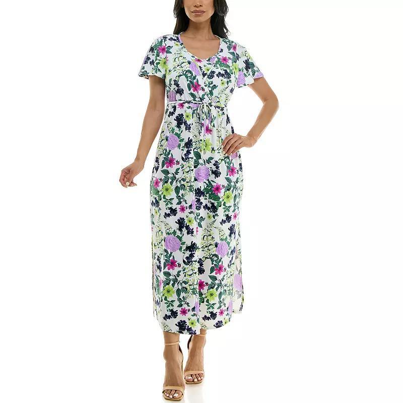 Womens Nina Leonard Flutter Sleeve Maxi Dress Product Image