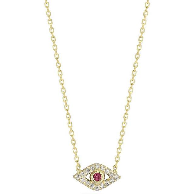 Sunkissed Sterling Cubic Zirconia Dainty Evil Eye Necklace, Womens Gold Product Image