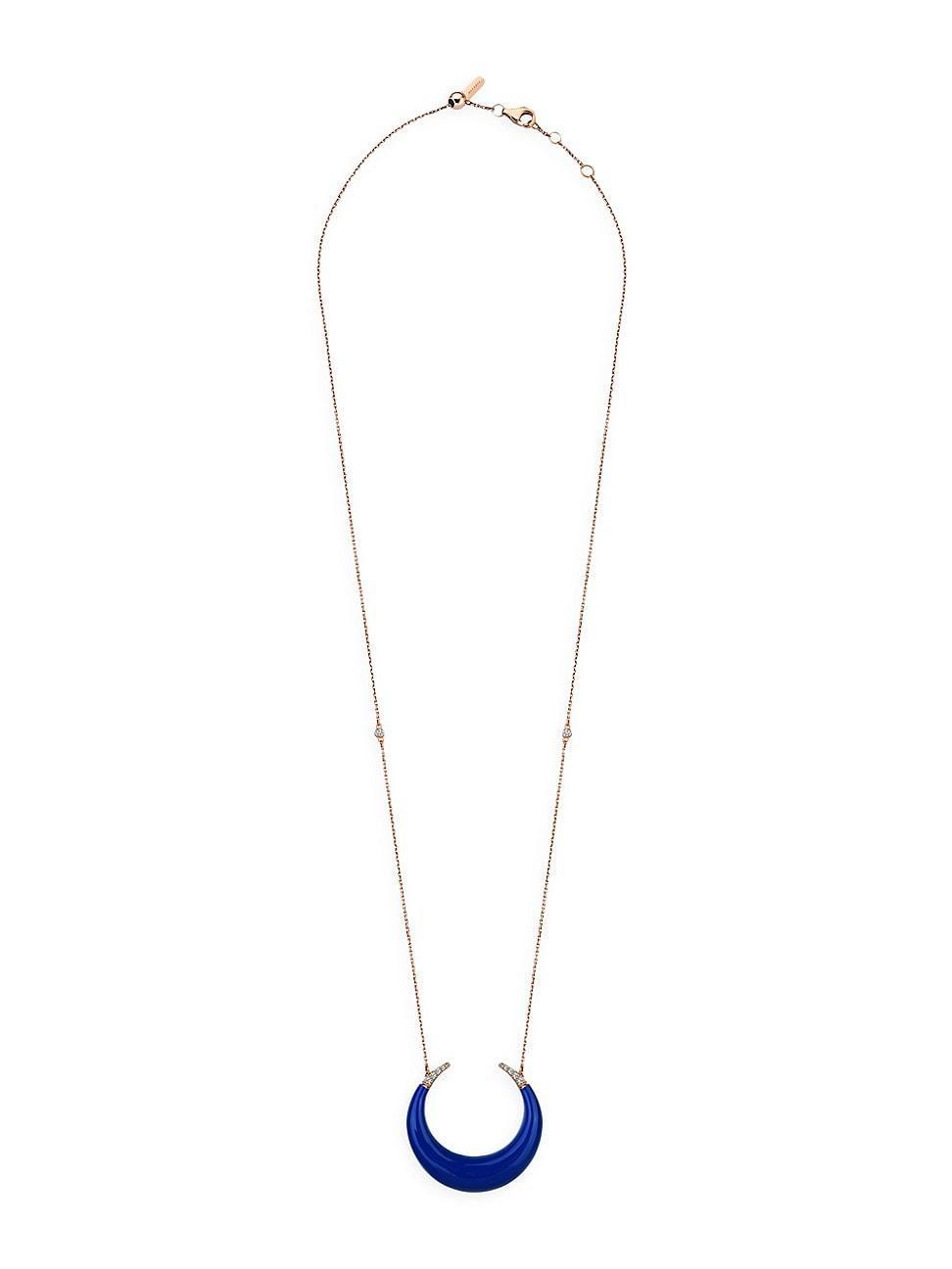 Womens Diamonds In Colours Selene Mini 18K Rose Gold, Blue Enamel & 0.05 TCW Diamond Pendant Necklace Product Image