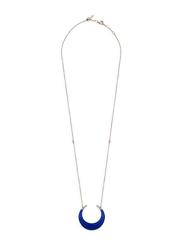 Womens Diamonds In Colours Selene Mini 18K Rose Gold, Blue Enamel & 0.05 TCW Diamond Pendant Necklace Product Image