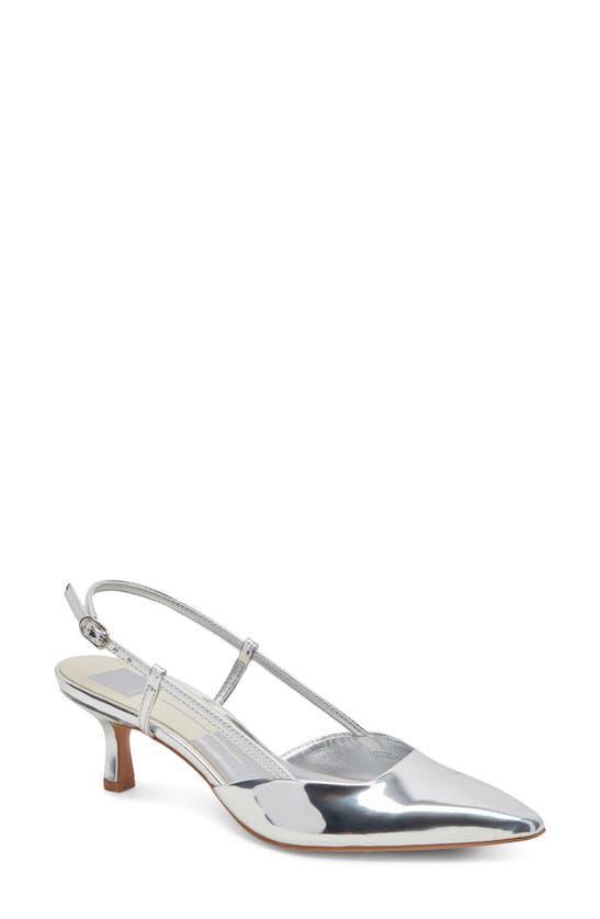 Women's Odela Pointed-toe Slingback Kitten-heel Pumps In Silver Metallic Product Image