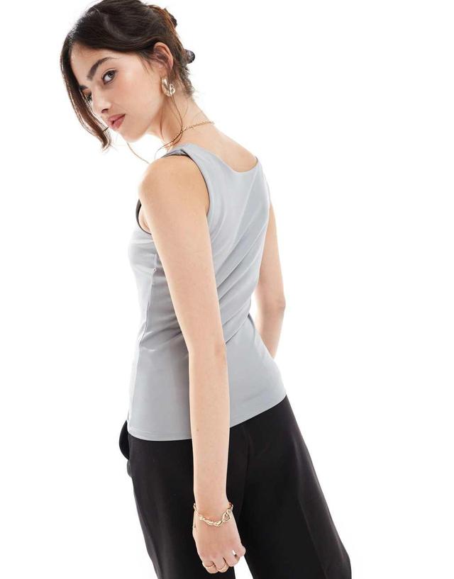 Vero Moda 2 way square neck top in gray Product Image