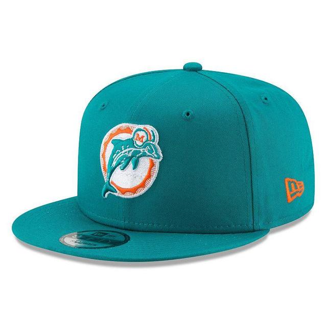 Mens New Era Aqua Miami Dolphins Throwback 9FIFTY Adjustable Snapback Hat, Turquoise A Product Image