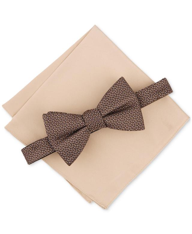 Alfani Mens Loretto Mini-Pattern Bow Tie & Solid Pocket Square Set, Created for Macys Product Image