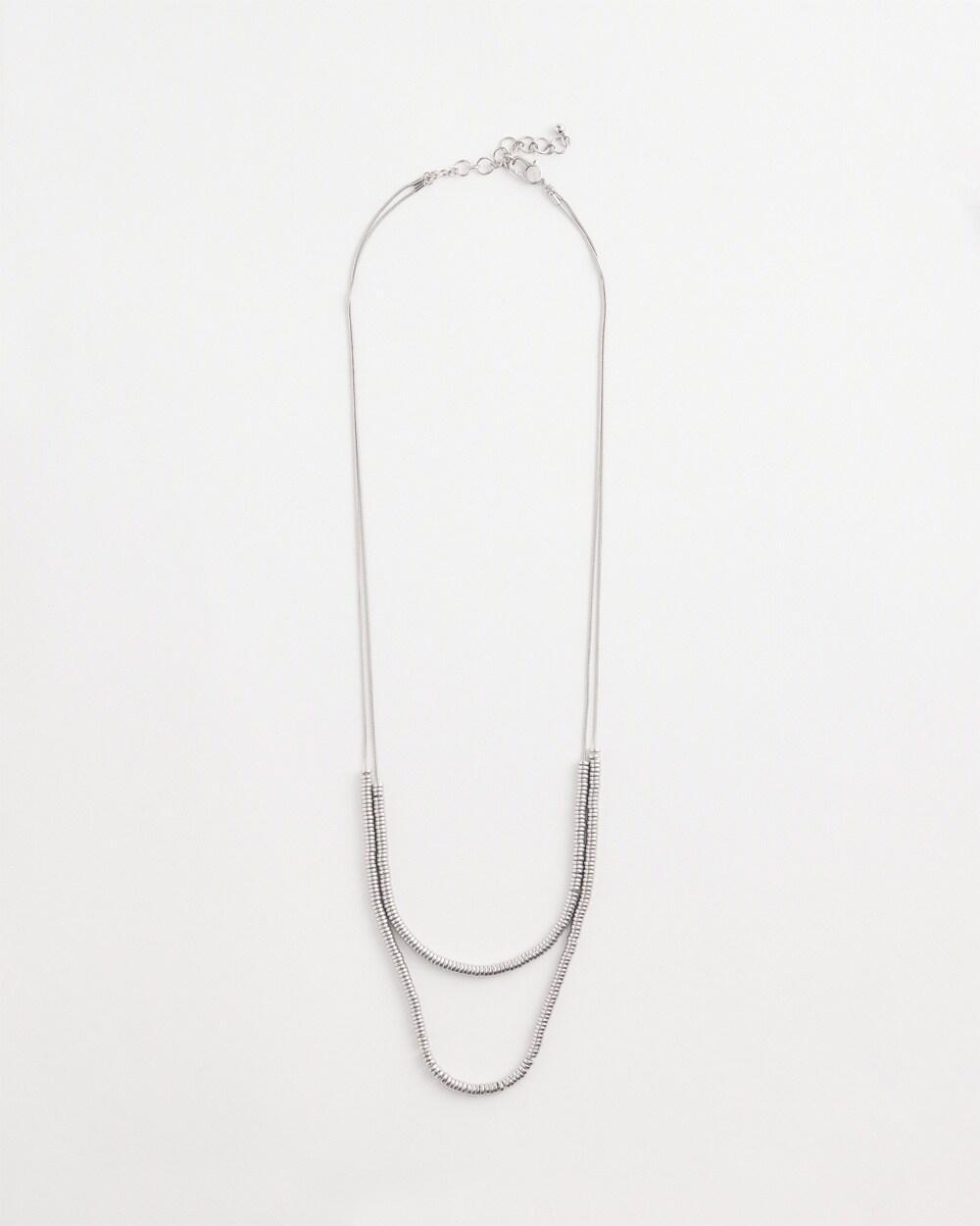 Double-Strand Silver Tone Disc Necklace Product Image